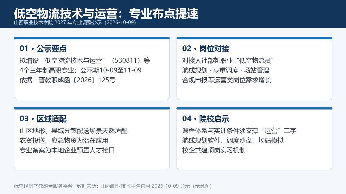 山西职业技术学院拟增设低空物流技术与运营专业要点卡